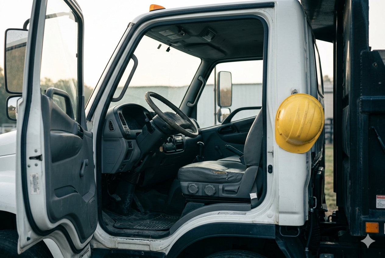 Empty commercial truck cab - no driver available